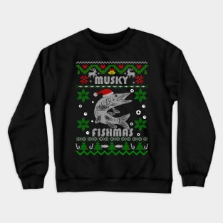 Angler Fishmas Musky Fishing Ugly Christmas Crewneck Sweatshirt